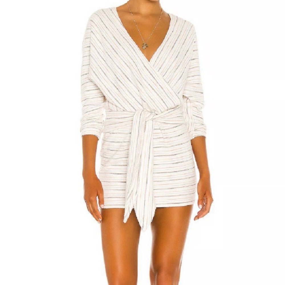 SAYLOR Kateri Mini Dress in Multi Cream Stripes Size Medium NWT